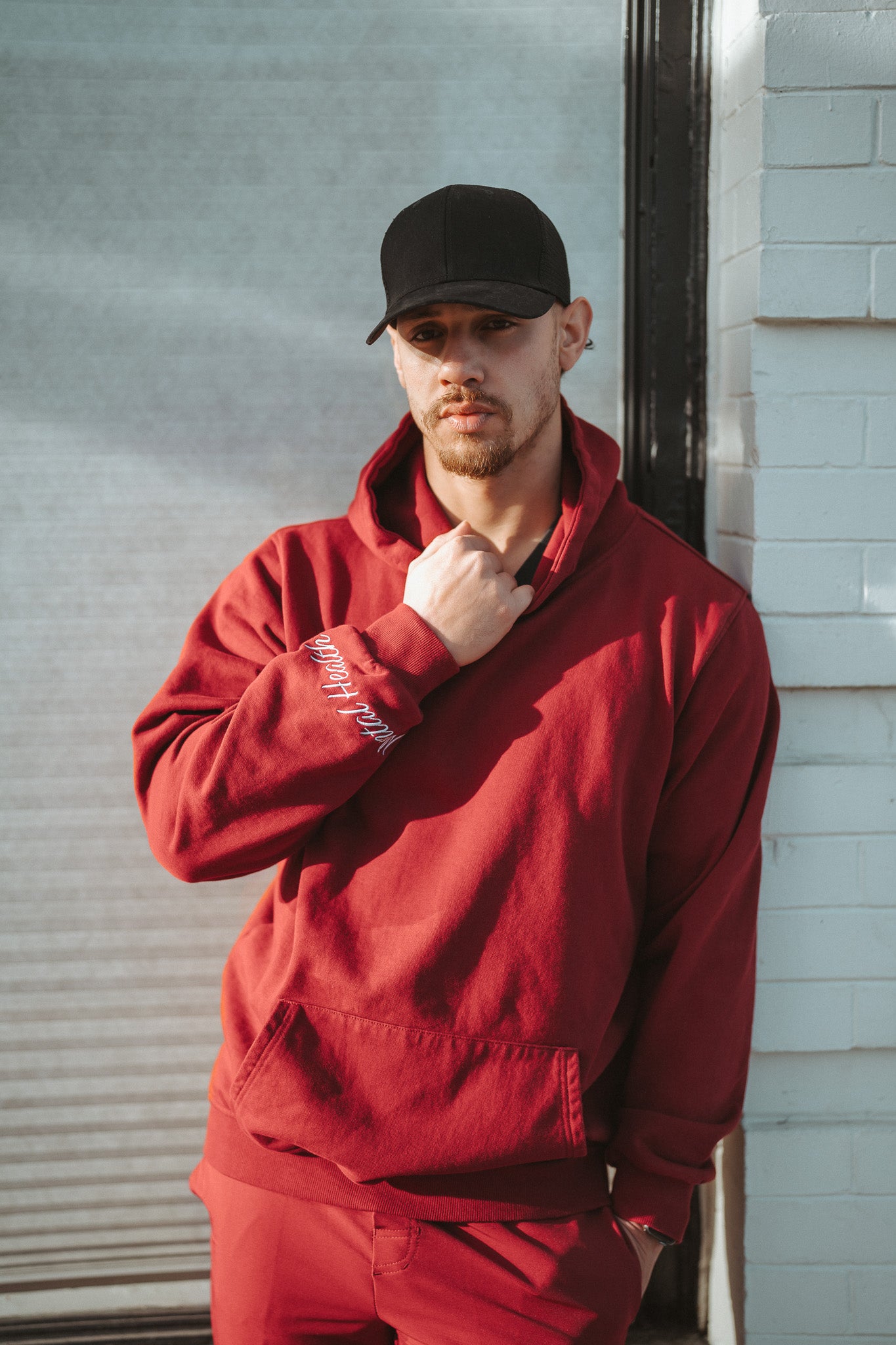 Red Puff Print Hoodie
